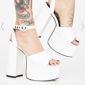 Dolls Kill White Patent Platform Heels